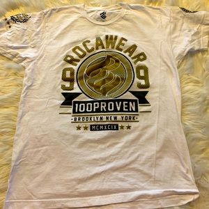 RocaWear Tshirt White with Gold Lettering- Large